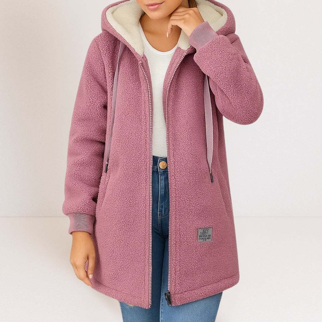 Ellen – Longline Hooded Sherpa Coat