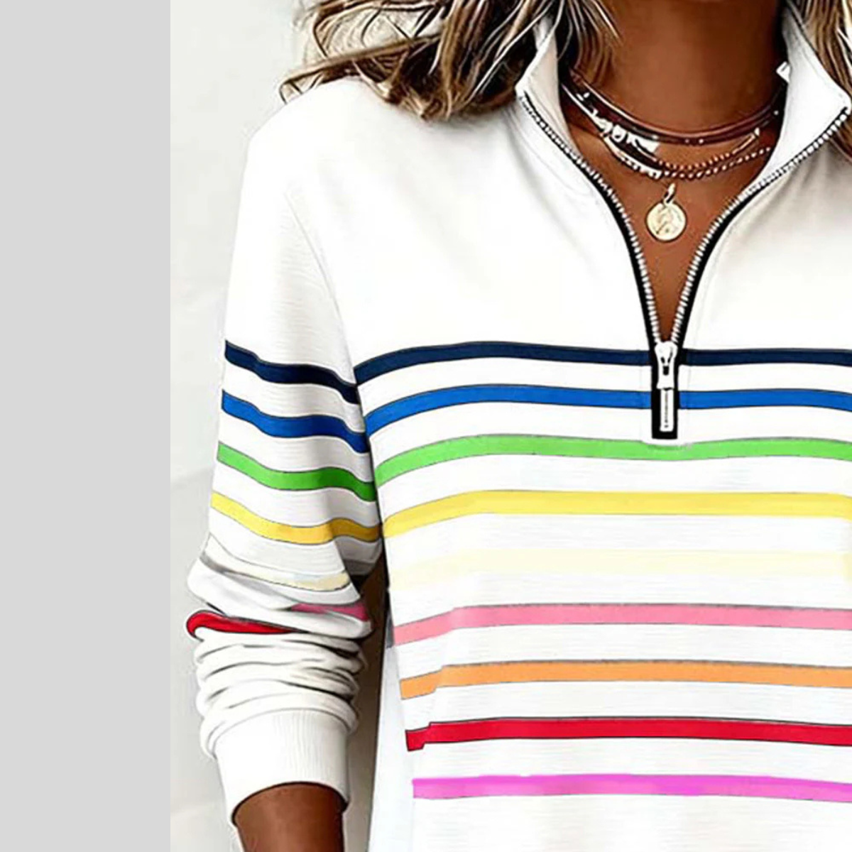 Jacqueline – Striped Quarter-Zip Sweatshirt
