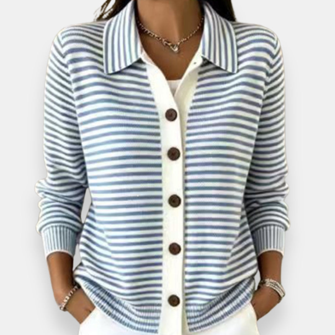 Teresa – Striped Button-Front Cardigan