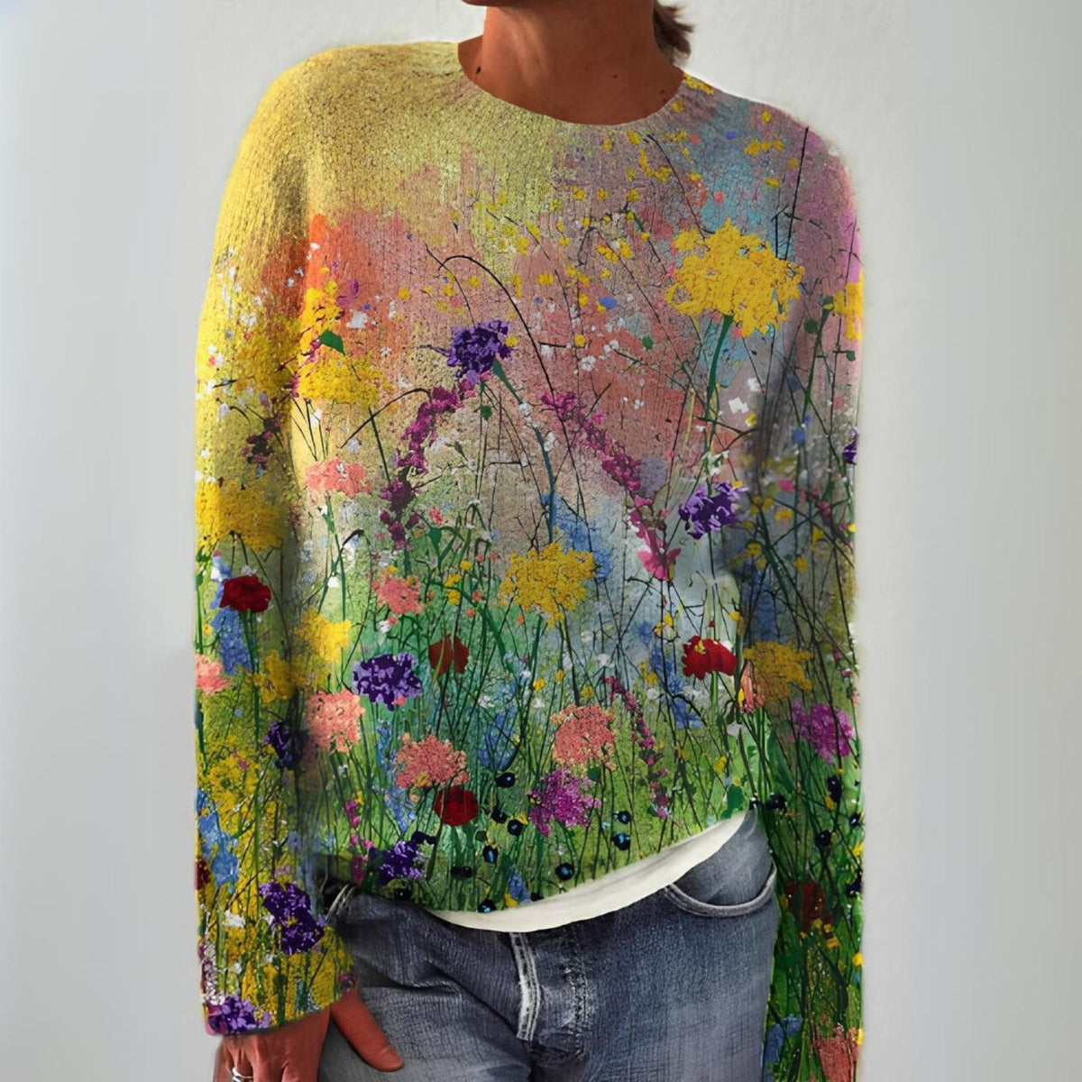 Lindsey – Wildflower Print Long Sleeve Sweater