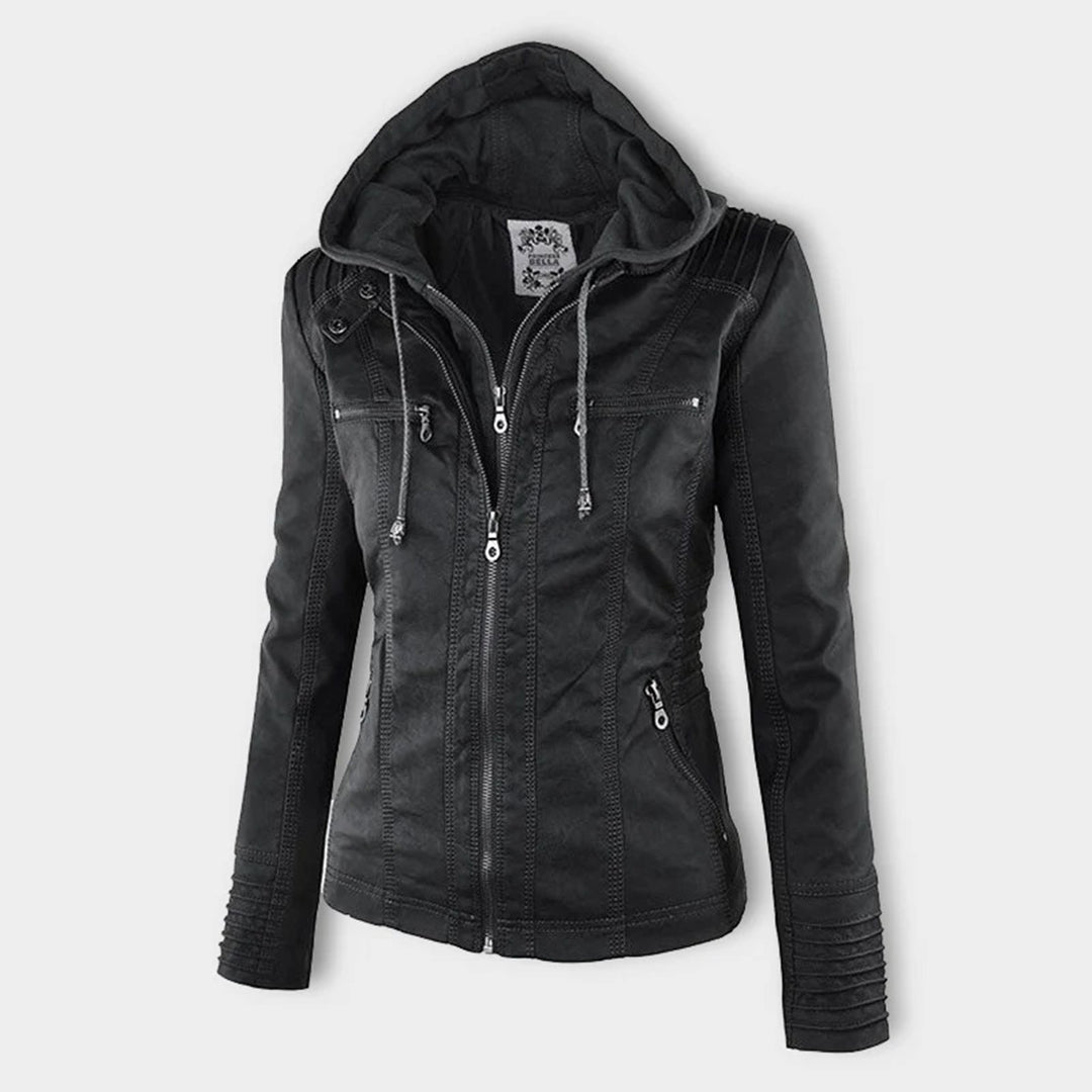 Constance – Hooded Moto-Style Fitted Jacket