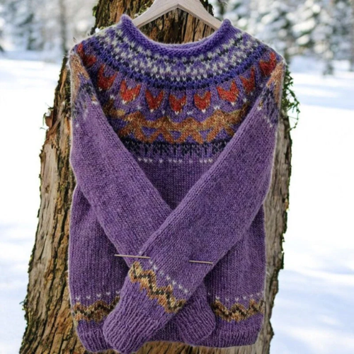 Kathleen – Fair Isle Knit Sweater with Yoke Detail