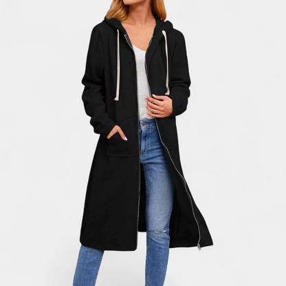 Kimberly – Longline Zip-Up Hooded Sweatshirt