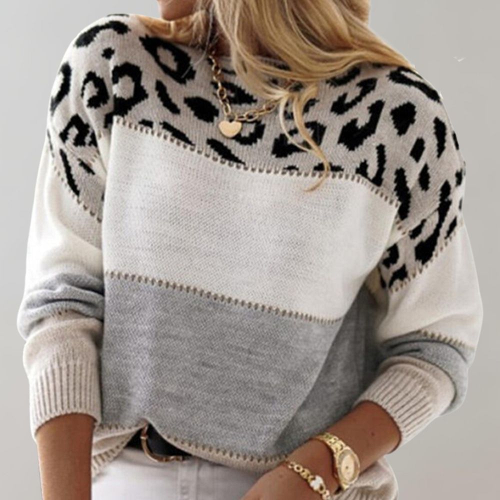 Juanita – Leopard Accent Knit Sweater