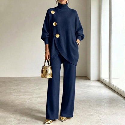 Krista – Turtleneck Knit Sweater and Wide-Leg Pants Set