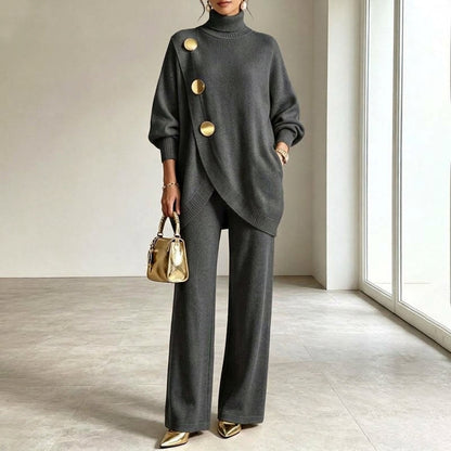 Krista – Turtleneck Knit Sweater and Wide-Leg Pants Set