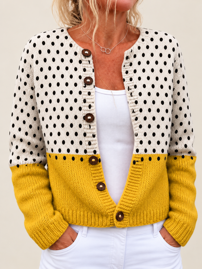 Cynthia – Printed Open-Front Knit Cardigan