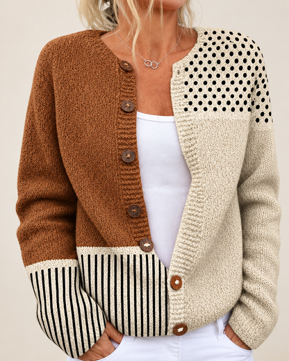 Cynthia – Printed Open-Front Knit Cardigan