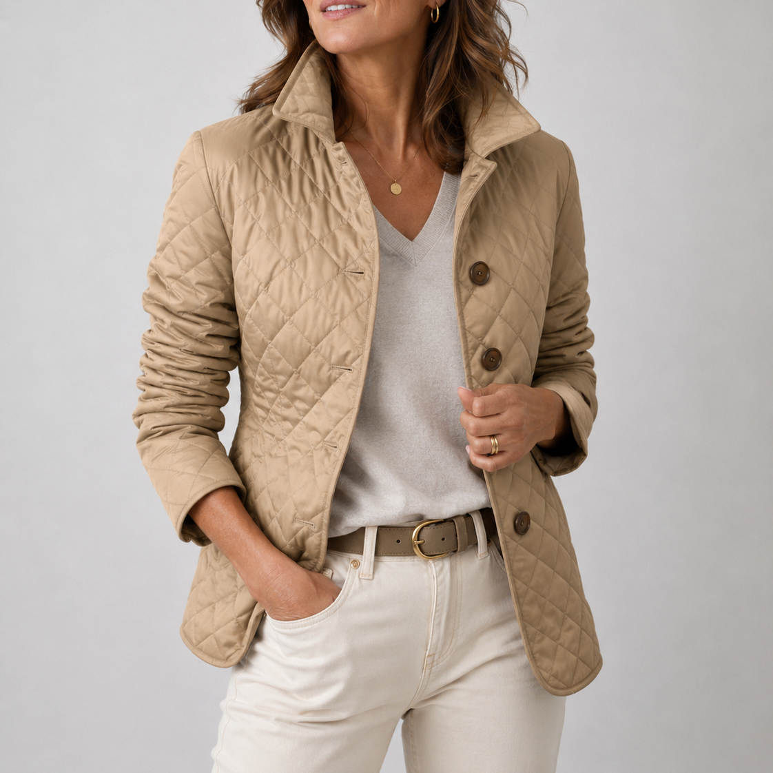 Debra – Lightweight Quilted Button-Up Jacket