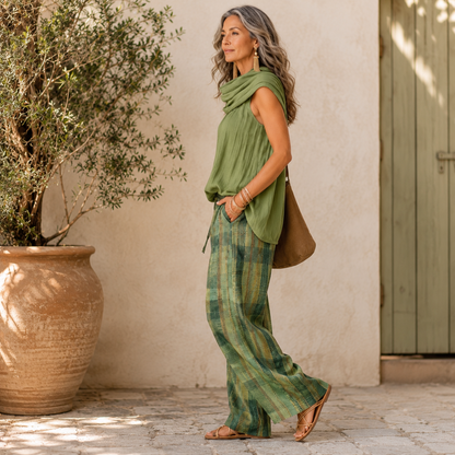 Carol – Sleeveless Top and Wide-Leg Pants Set