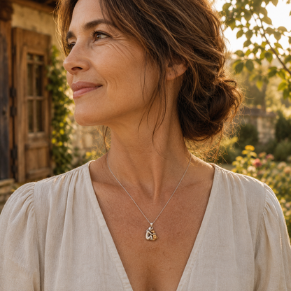 Kathryn – Person and Dog Embrace Pendant Necklace