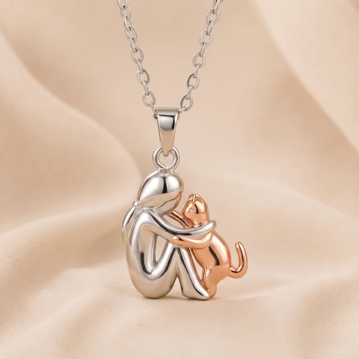 Kathryn – Person and Dog Embrace Pendant Necklace