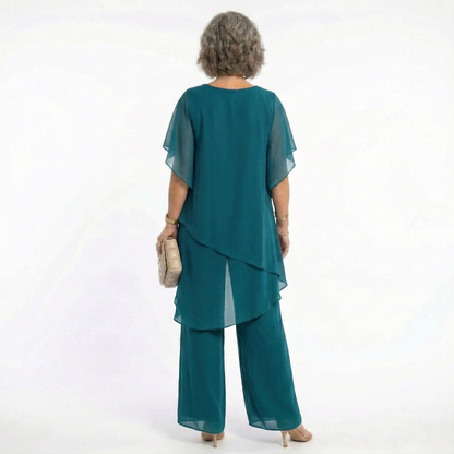 Victoria – Tiered Chiffon Tunic and Wide-Leg Set