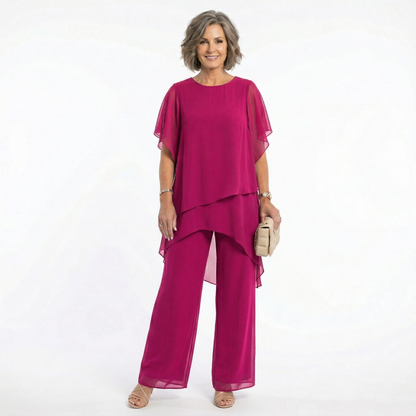 Victoria – Tiered Chiffon Tunic and Wide-Leg Set