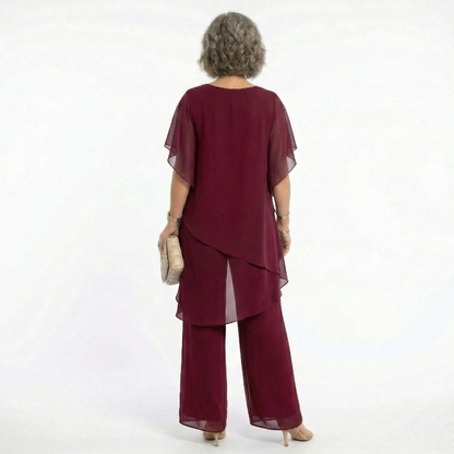 Victoria – Tiered Chiffon Tunic and Wide-Leg Set