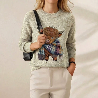 Heather – Highland Cow Graphic Knit Sweater