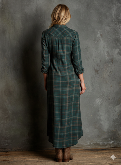Rose – Plaid Button-Down Maxi Dress