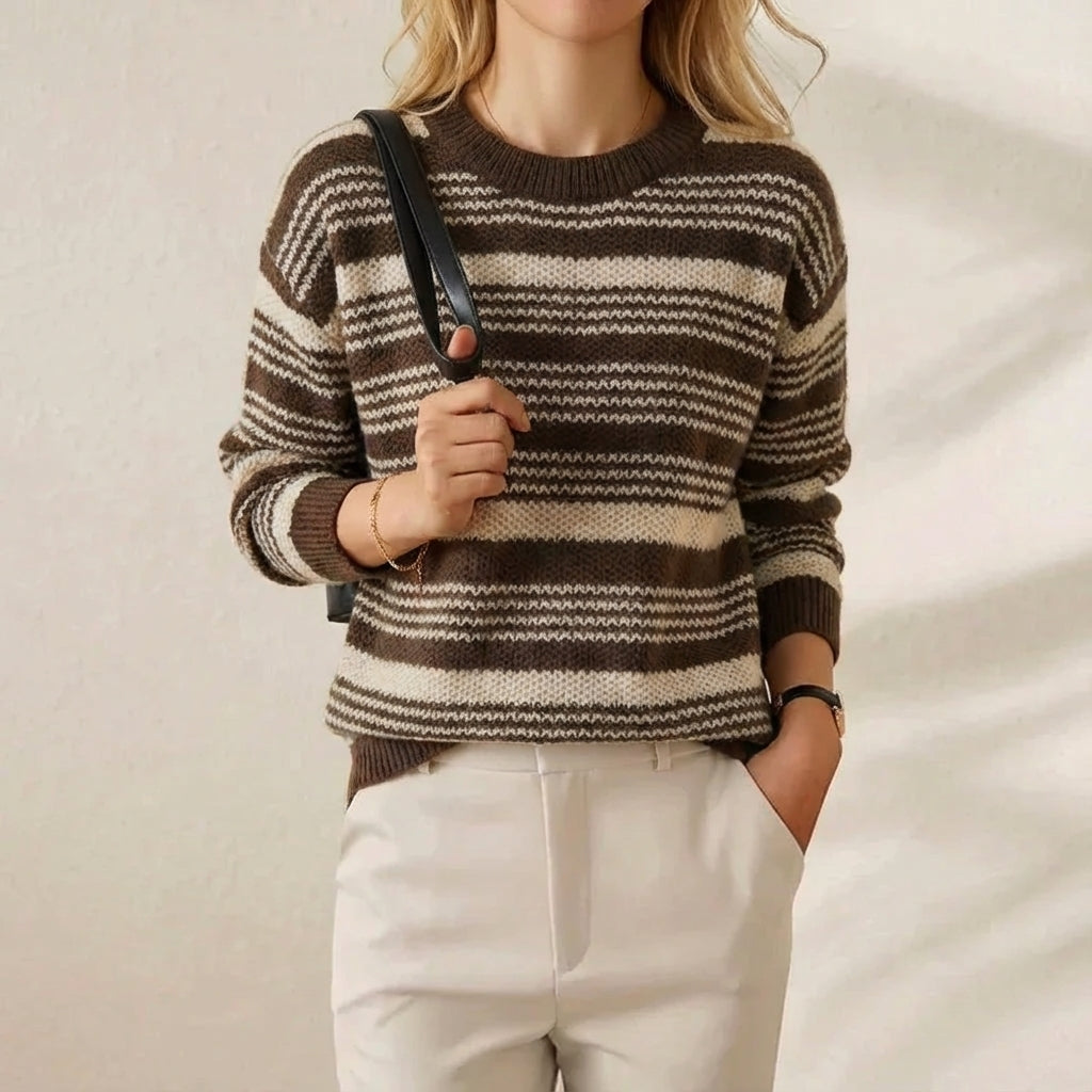 Odessa – Striped Knit Crew Neck Sweater
