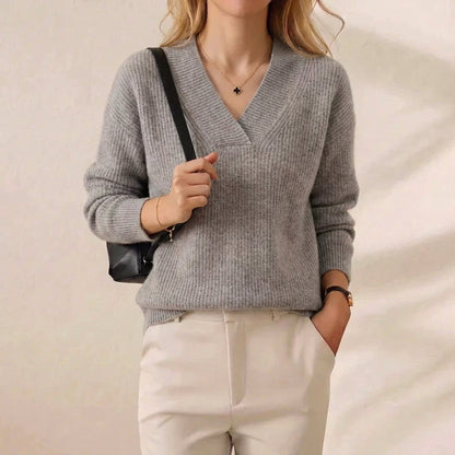 Ashley – V-Neck Ribbed Knit Sweater
