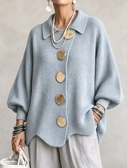 Laura – Oversized Knit Cardigan with Gold Buttons