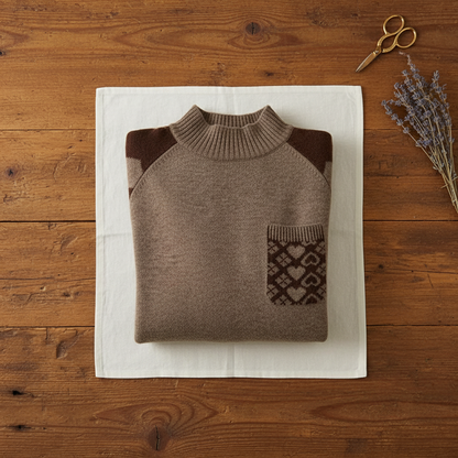 Natalia – Colour-block Knit Sweater with Pocket