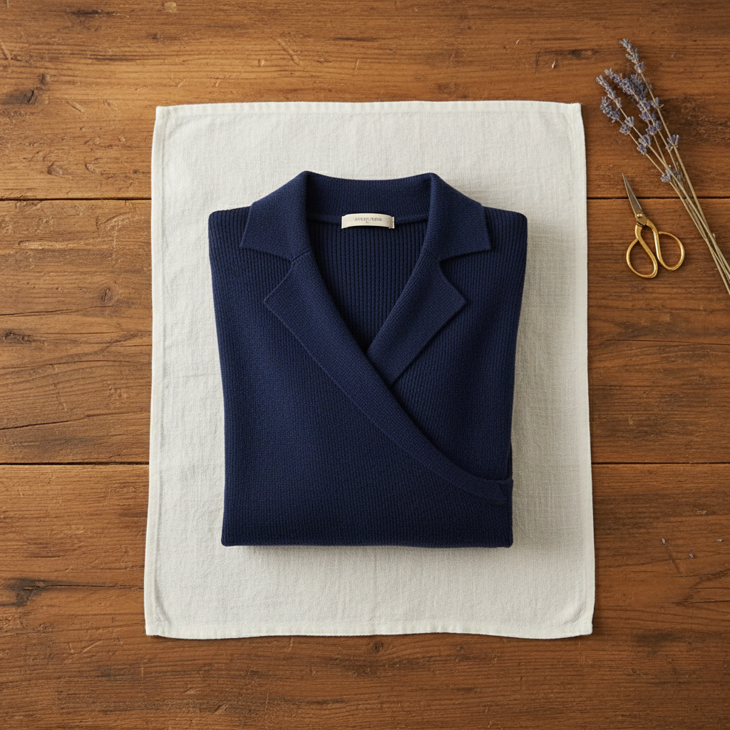 Rosa – Wrap Front Collared Knit Top