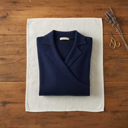 Rosa – Wrap Front Collared Knit Top