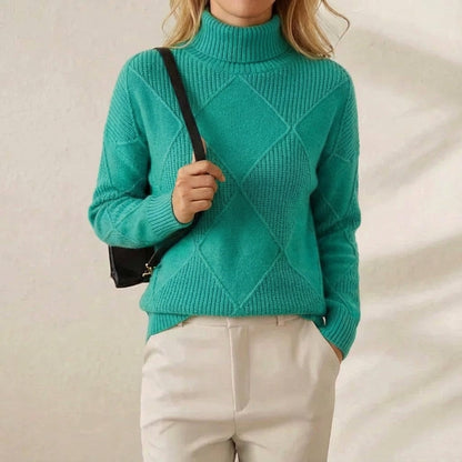 Mildred – Turtleneck Diamond Knit Sweater