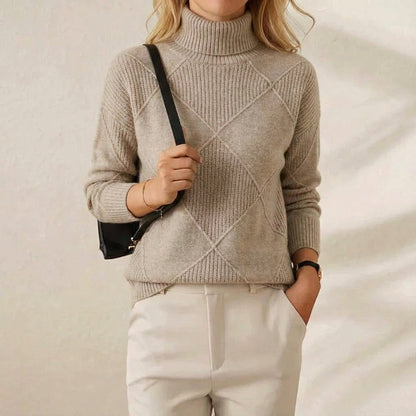 Mildred – Turtleneck Diamond Knit Sweater