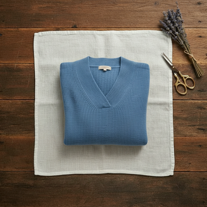 Nola – Ribbed V-Neck Knit Sweater