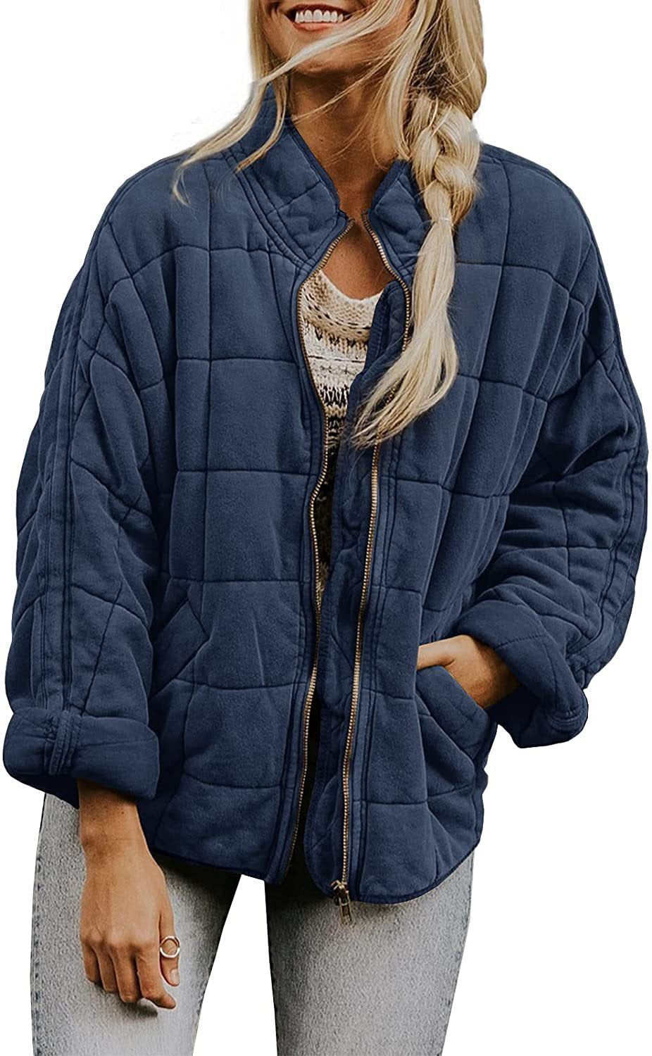 Shelly – Quilted Zip-Front Bomber Jacket