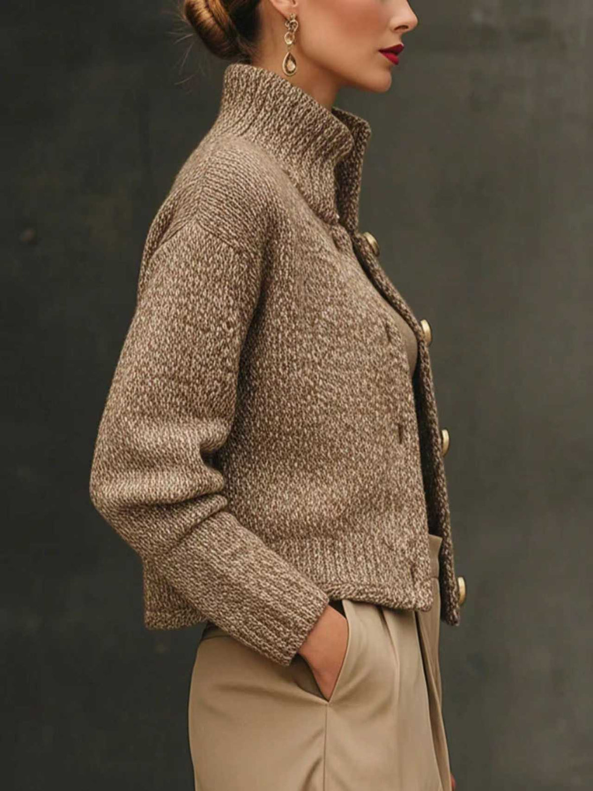 Stephanie – Tailored Knit Cardigan with Gold Buttons
