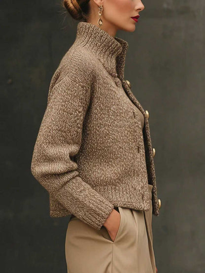 Stephanie – Tailored Knit Cardigan with Gold Buttons