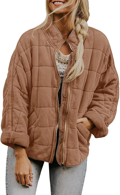 Shelly – Quilted Zip-Front Bomber Jacket