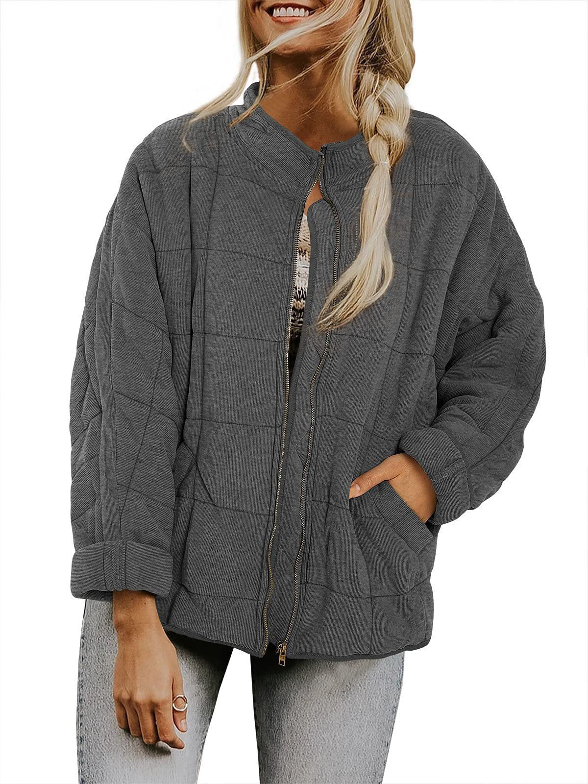 Shelly – Quilted Zip-Front Bomber Jacket