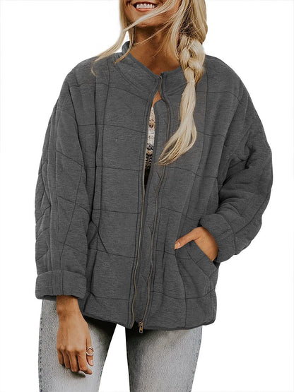 Shelly – Quilted Zip-Front Bomber Jacket