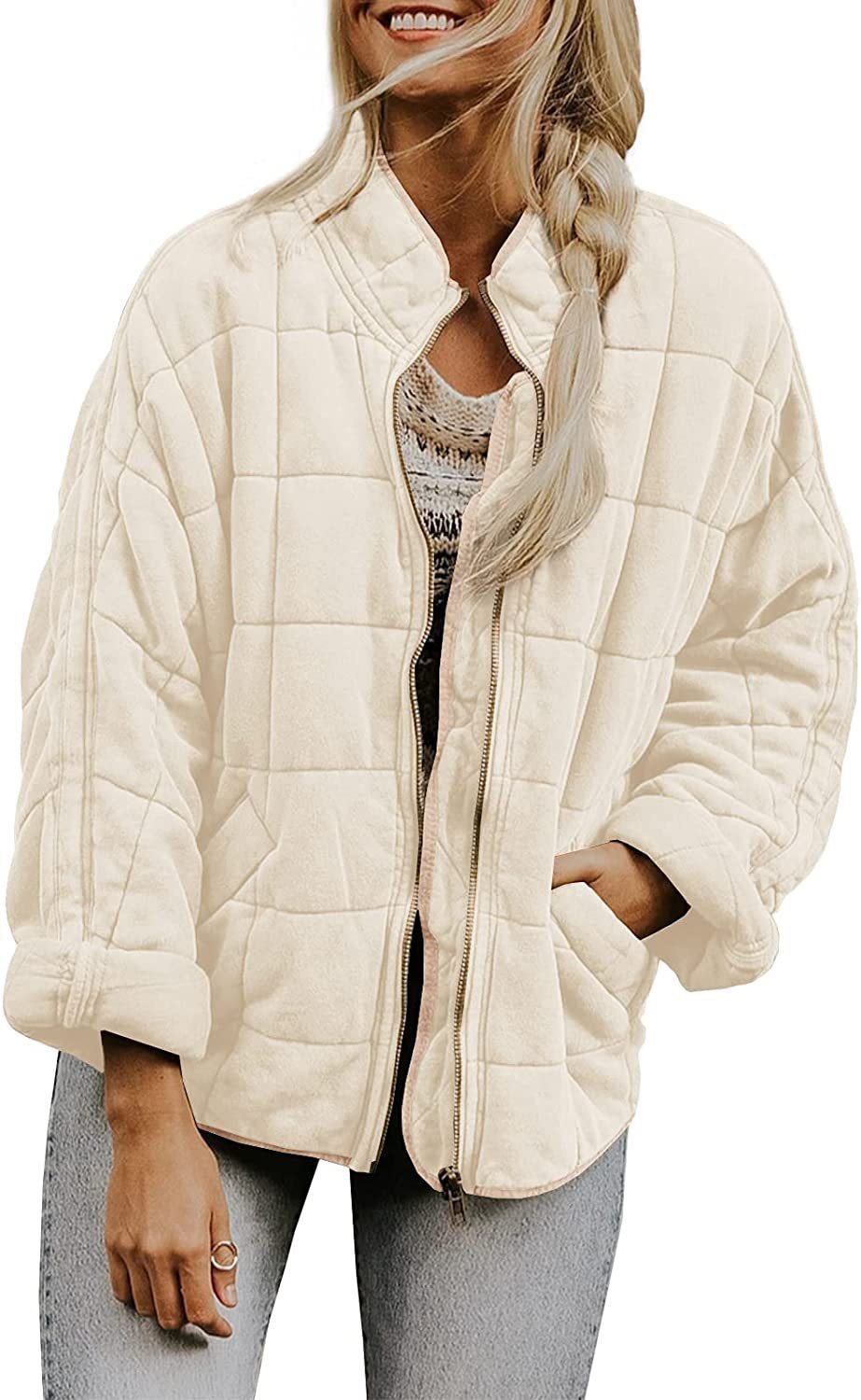 Shelly – Quilted Zip-Front Bomber Jacket