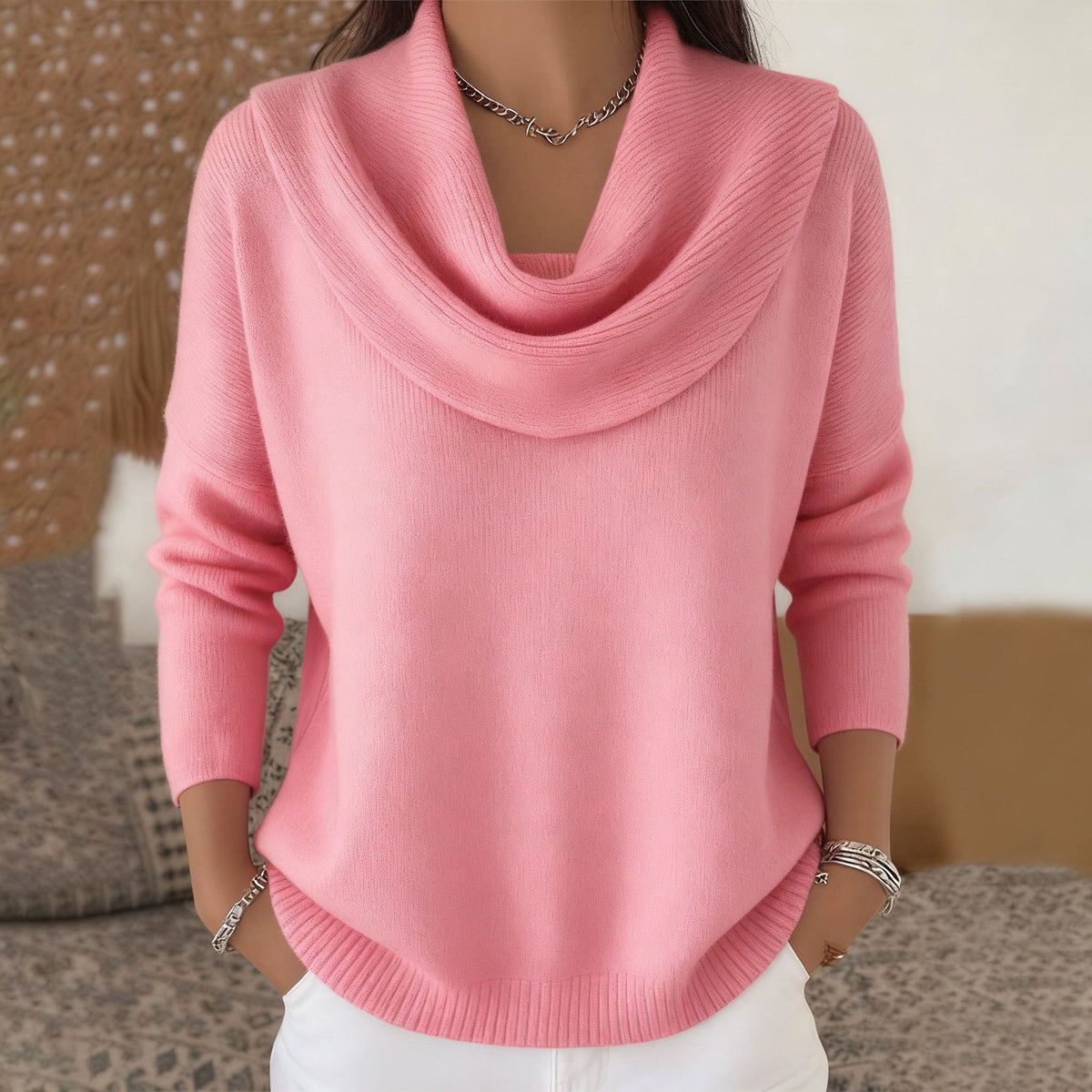 Debbie – Cowl Neck Knit Sweater