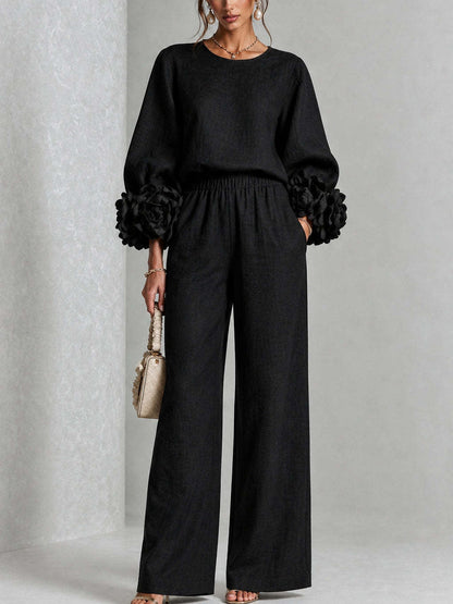 Renee – Floral Cuff Wide-Leg Set