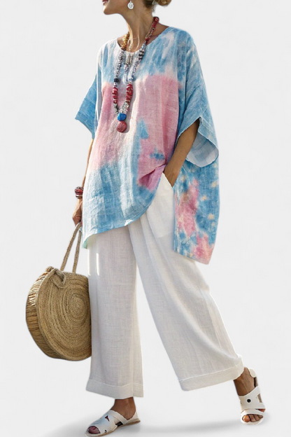 Beverley | Comfortable Relaxed Linen Top & Striped Pants