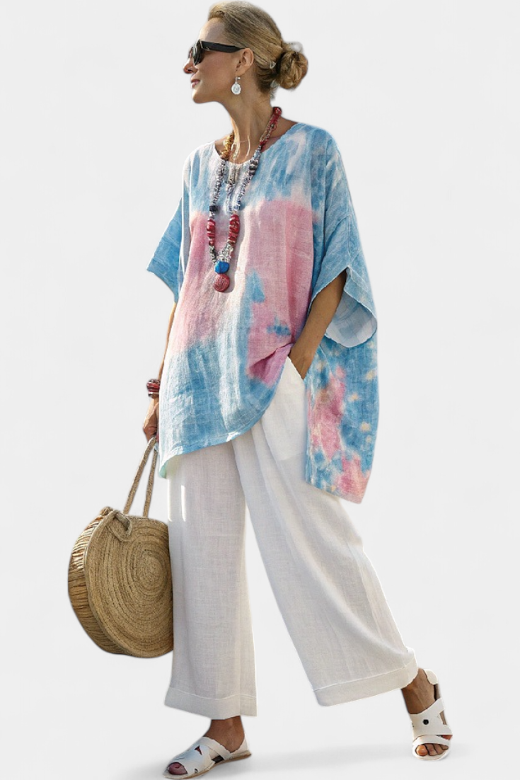 Beverley | Comfortable Relaxed Linen Top & Striped Pants