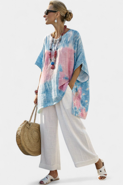 Beverley | Comfortable Relaxed Linen Top & Striped Pants