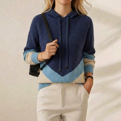 Jeanne – Colour-block Hooded Knit Sweater