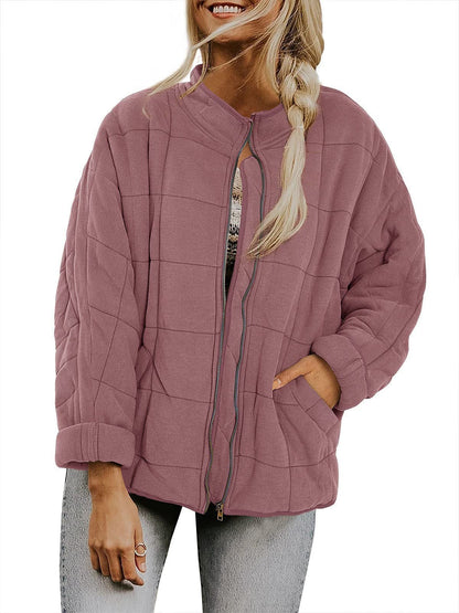 Shelly – Quilted Zip-Front Bomber Jacket