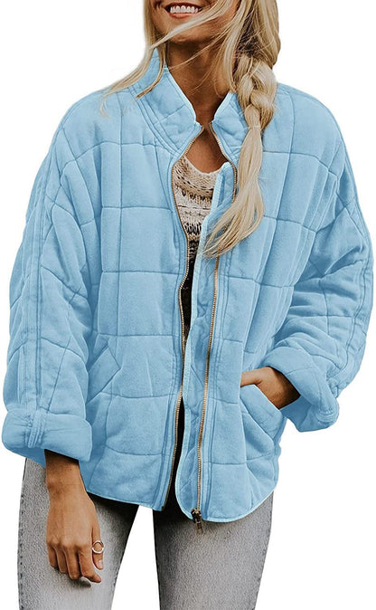 Shelly – Quilted Zip-Front Bomber Jacket
