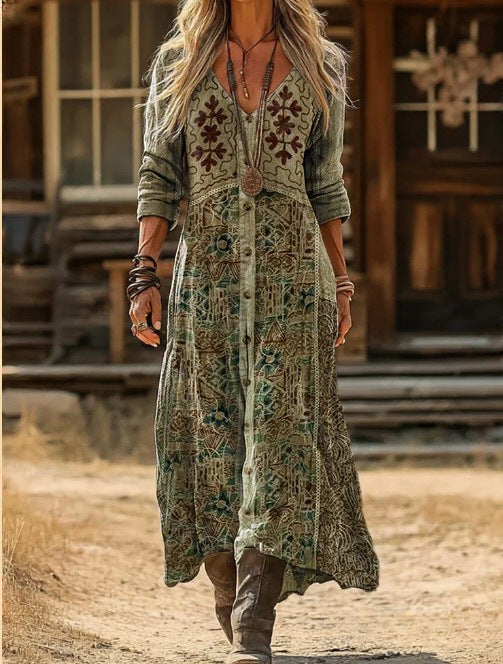 Jodi – Boho Button-Front Maxi Dress