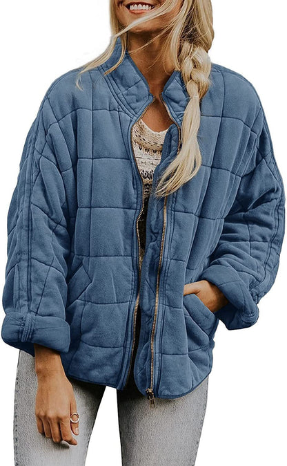 Shelly – Quilted Zip-Front Bomber Jacket