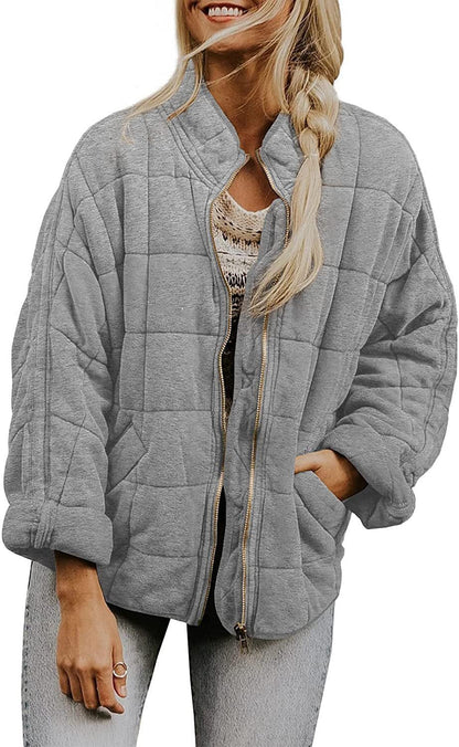 Shelly – Quilted Zip-Front Bomber Jacket