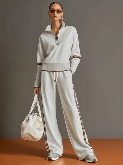 Wendy – Quarter-Zip Sweatshirt and Wide-Leg Set