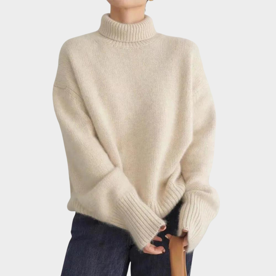 Claudette – Oversized Turtleneck Knit Sweater